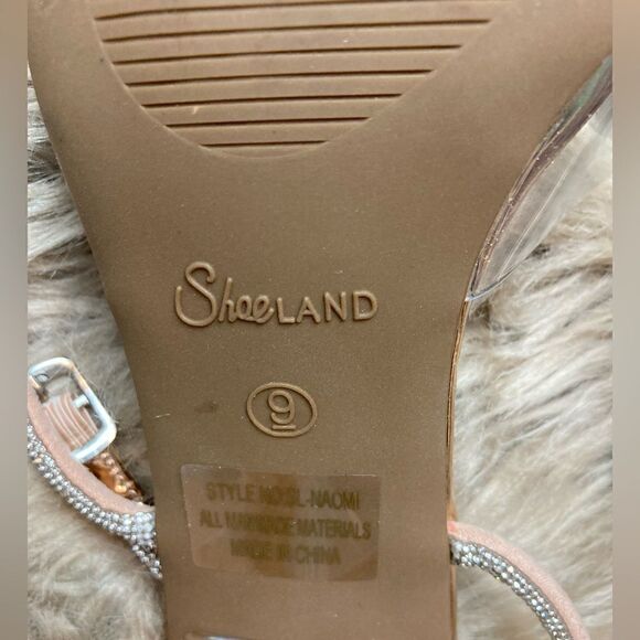 ShoeLand Clear Ankle Wrap Wedding Diamond Bow Detail Square Toe Perspex Heel - Picture 10 of 16